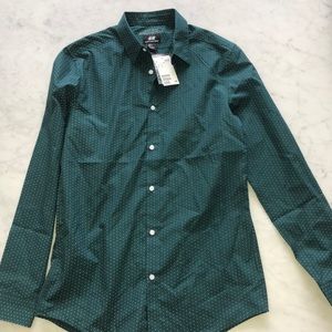 H&M Green Button Down Shirt With Tags